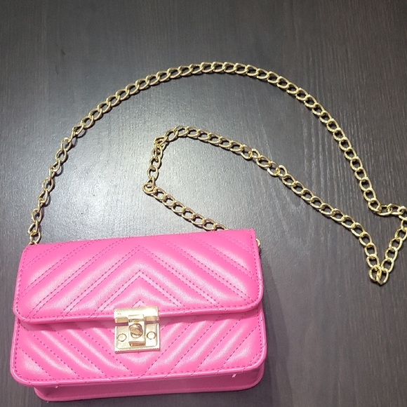 Handbags - Pink Quilted Chain Cross Body Shoulder Bag